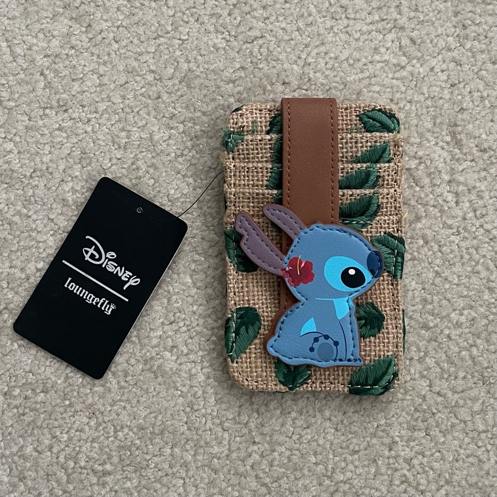 Loungefly Disney Stitch Floral Basket with Leaves Burlap Cardholder